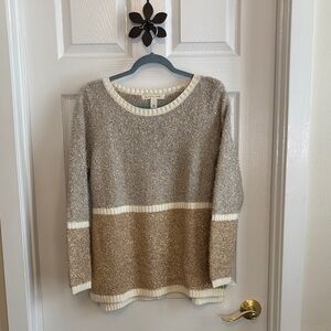 Emaline Elegant Two-Tone Crew Neck Sparkle Sweater Beautiful EUC Size Medium